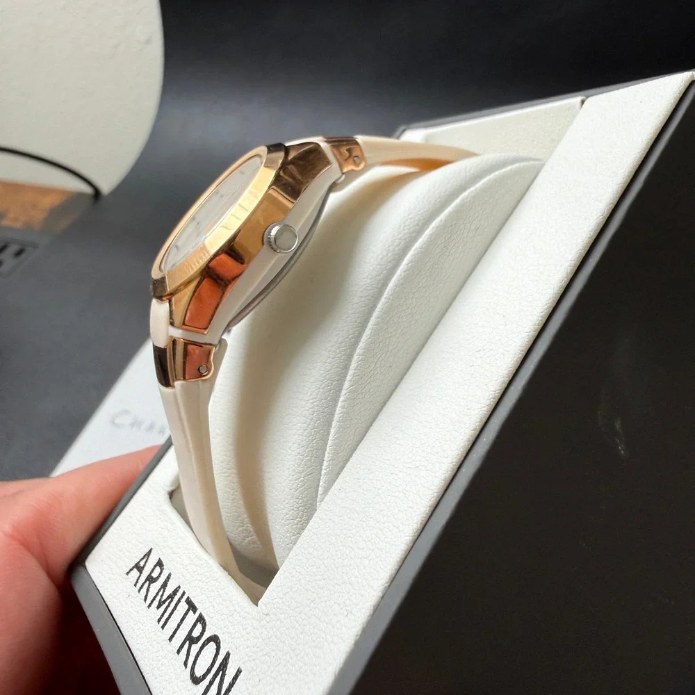 MSRP‎ $40 Armitron 25/6418 Women's Rose Gold Resin Strap Watch NEEDS BATT
